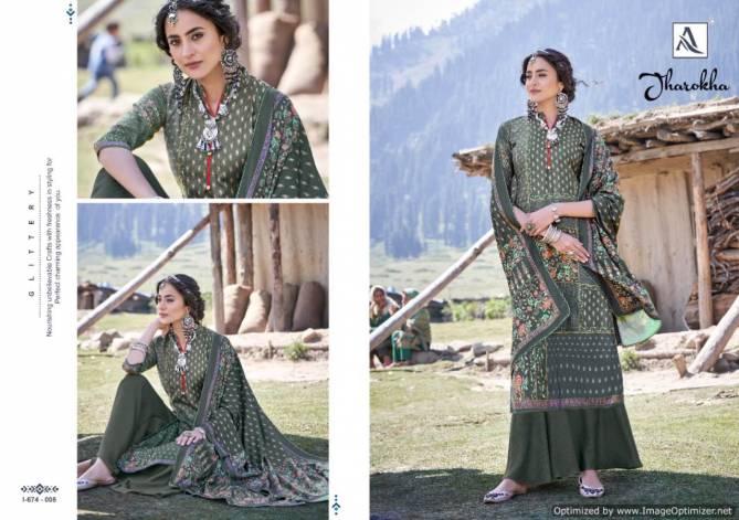 Alok Jharokha Pure Wool Pashmina Designer Party Wear Dress Material